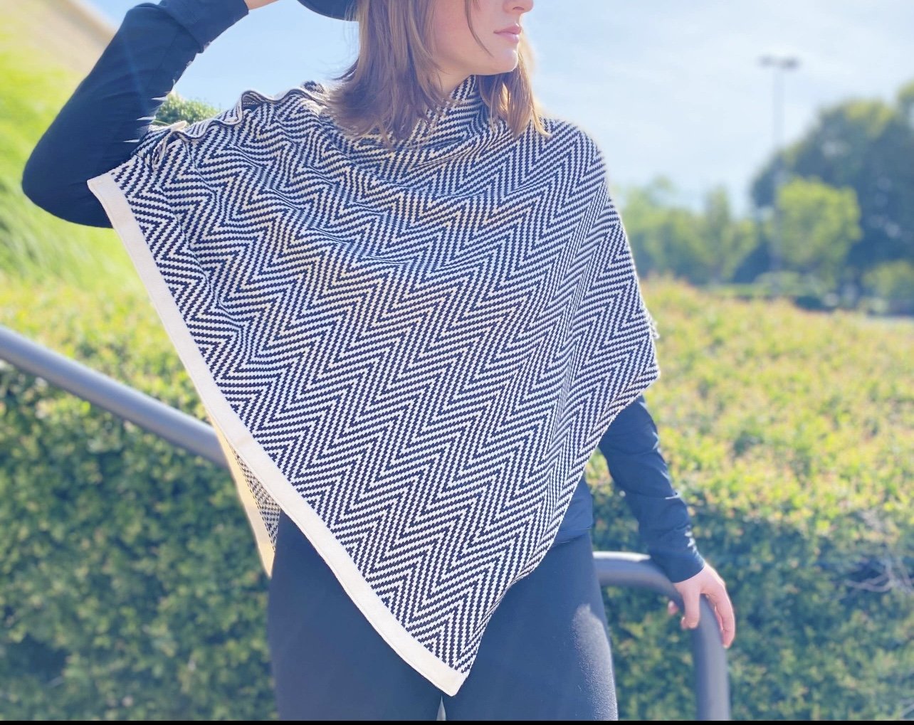 Knitted Chevron Poncho