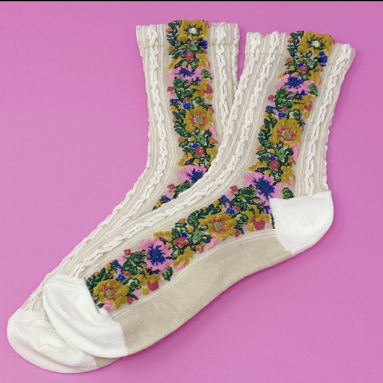 Embroidered Wildflower Socks